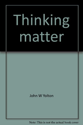 9780816611607: Title: Thinking matter Materialism in eighteenthcentury B