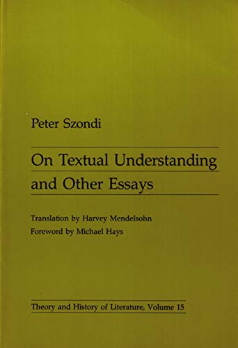 Imagen de archivo de On Textual Understanding (Theory and History of Literature) (English and German Edition) a la venta por Green Street Books