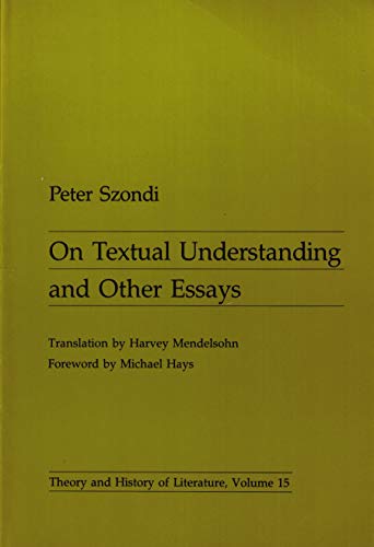 Stock image for On Textual Understanding (Theory and History of Literature) (English and German Edition) for sale by Green Street Books