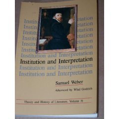 Stock image for Institution and Interpretation for sale by Better World Books