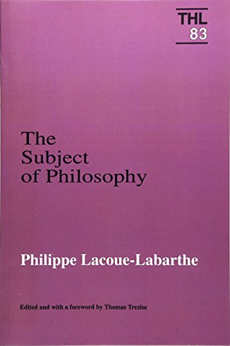 9780816616985: Subject Of Philosophy: Volume 83 (Theory and History of Literature)