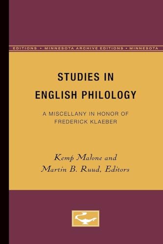 9780816659128: Studies in English Philology: A Miscellany in Honor of Frederick Klaeber (Minnesota Archive Editions)