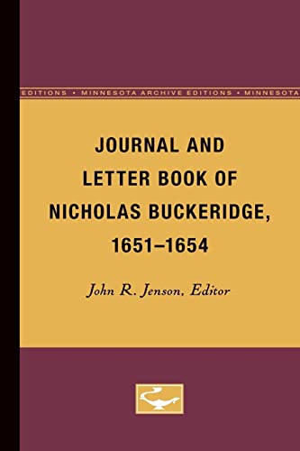 Stock image for Journal and Letter Book of Nicholas Buckeridge, 1651-1654 for sale by Revaluation Books