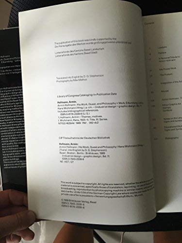 9780817623395: Armin Hofmann: His Work, Quest and Philosophy (Industrial Design Graphic Design, Bd. 7)