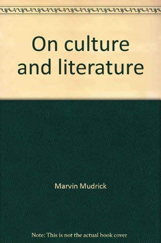 Stock image for On Culture and Literature for sale by Better World Books