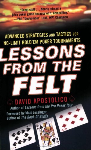 Beispielbild fr Lessons from the Felt : Advanced Strategies and Tactics for No-Limit Hold'em Tournaments zum Verkauf von Better World Books: West