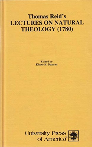 Beispielbild fr Thomas Reid's Lectures on Natural Theology (1780) zum Verkauf von Salish Sea Books