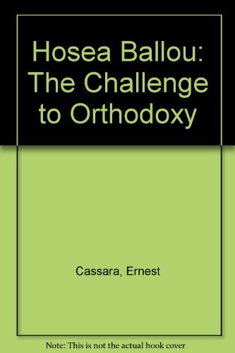 Imagen de archivo de Hosea Ballou, the Challenge to Orthodoxy a la venta por SecondSale