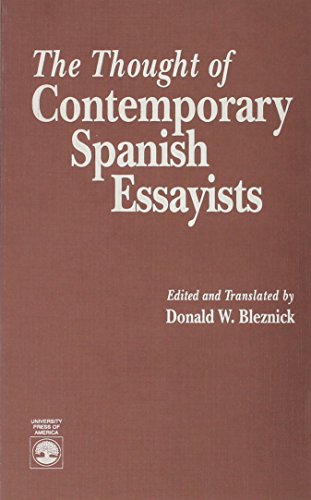 Imagen de archivo de The Thought of Contemporary Spanish Essayists a la venta por Tiber Books