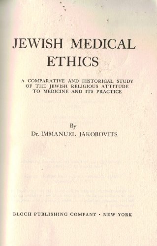 Beispielbild fr Jewish Medical Ethics zum Verkauf von Better World Books