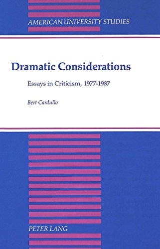 Imagen de archivo de Dramatic Considerations (American University Studies) a la venta por Howard's Books