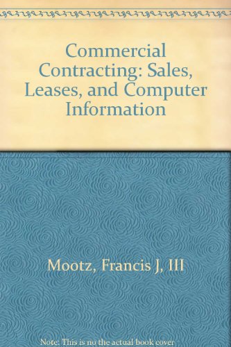 Imagen de archivo de Commercial Contracting: Sales, Leases, and Computer Information. [Teacher's Manual] a la venta por Tiber Books