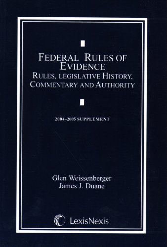 Imagen de archivo de Federal Rules of Evidence (rules,legislative history,commentary and a a la venta por Hawking Books