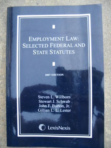 Beispielbild fr Employment Law: Selected Federal and State Statutes zum Verkauf von HPB-Red