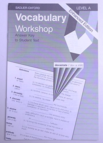 Imagen de archivo de Vocabulary Workshop: Level A, Answer Key to Student Text, Enhanced Edition a la venta por GoldenWavesOfBooks