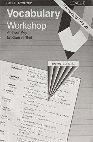 Imagen de archivo de Vocabulary Workshop: Level E, Answer Key to Student Text, Enhanced Edition a la venta por Jenson Books Inc