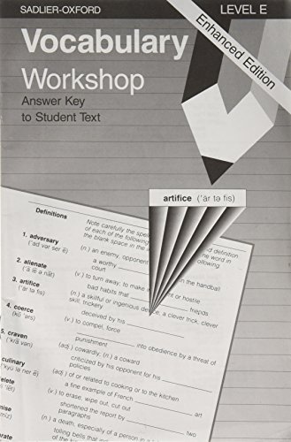 Stock image for Vocabulary Workshop: Level E, Answer Key to Student Text, Enhanced Edition for sale by Jenson Books Inc