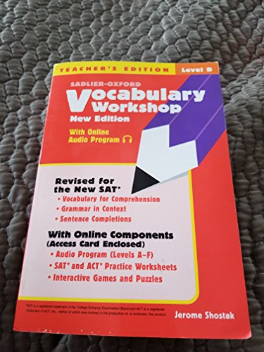 Beispielbild fr Vocabulary Workshop, Level D, Grade 9, Teachers Edition zum Verkauf von KuleliBooks