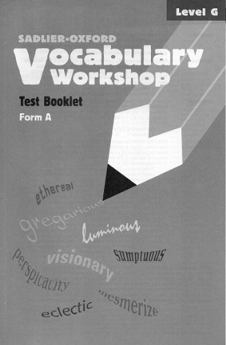 Imagen de archivo de Vocabulary Workshop : Test Book Level G Form A a la venta por Irish Booksellers