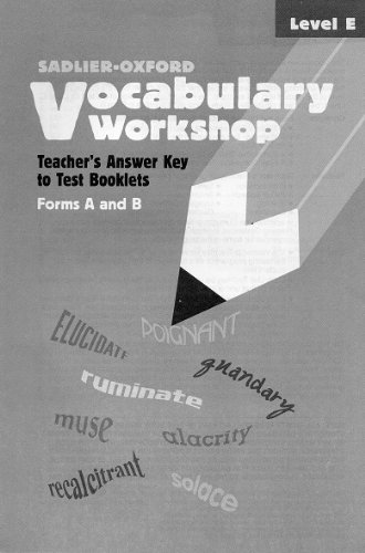 9780821576700: Vocabulary Workshop: Teacher's Answer Key to Test Booklets Form A and B (Level E)