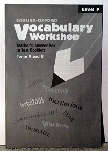 9780821576717: Vocabulary Workshop: Teacher's Answer Key to Test Booklets Form A and B (Level F)