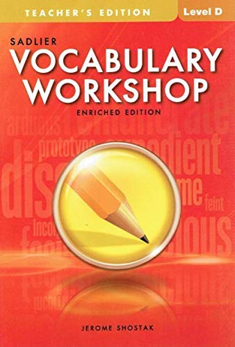 Stock image for Sadlier Vocabulary Workshop Level D, Teacher's Edition, Enriched Edition, 9780821580295, 0821580299, 2012 for sale by HPB-Diamond