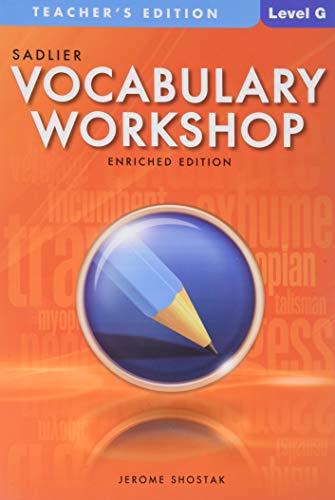 Stock image for Sadlier Vocabulary Workshop Level G, Teacher's Edition, Enriched Edition, 9780821580325, 0821580329, 2012 for sale by ThriftBooks-Dallas