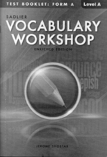 9780821580561: VOCABULARY WORKSHOP ENRICHED EDITION@2013 TEST BOOKLET: FORM A LEVEL A (GRADE 6)