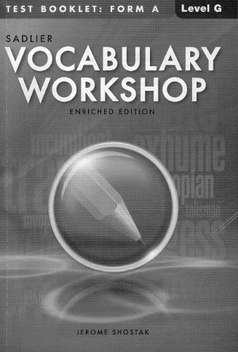 Imagen de archivo de Vocabulary Workshop @2012 Enriched Edition Test Booklet: Level G Form A a la venta por Read&Dream
