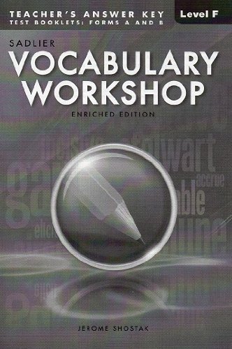 9780821581216: Vocabulary Workshop: Enriched Edition, Teacher's Answer Key Level F (Grade 11) Test Booklets: Form A and B