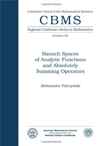 Beispielbild fr Banach Spaces of Analytic Functions and Absolutely Summing Operators (Regional Conference Series in Mathematics No. 30) zum Verkauf von BookHolders