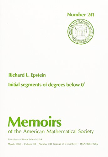 Stock image for Initial Segments of Degrees below O'. Memoirs of the American Mathematical Society, Volume 30, Number 241 for sale by Zubal-Books, Since 1961