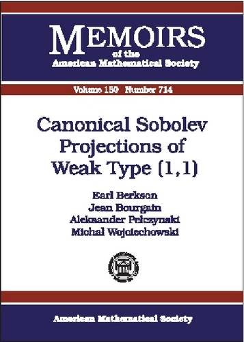 Stock image for Canonical Sobolev Projections of Weak Type (1,1) (Memoirs of the American Mathematical Society) for sale by Ergodebooks