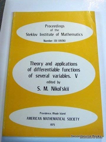 Imagen de archivo de Theory and Applications of Differentiable Functions of Several Variables V (Proceedings of the Steklov Institute of Mathematics 131) a la venta por Zubal-Books, Since 1961