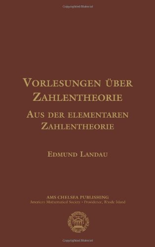 9780821836521: Vorlesungen uber Zahlentheorie. Aus der Elementaren Zahlentheorie (German Edition)