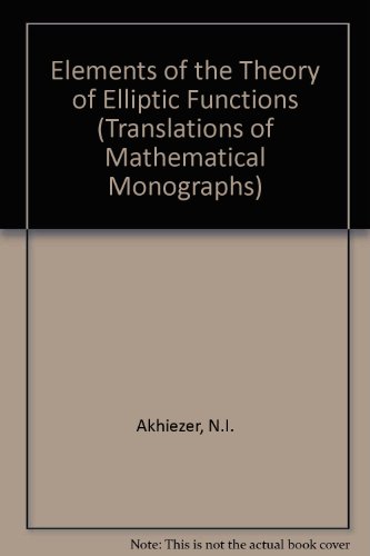 9780821845325: Elements of the Theory of Elliptic Functions (Translations of Mathematical Monographs)