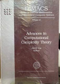 9780821865972: Advances in Computational Complexity Theory (Series in Discrete Mathematics and Theoretical Computer Science): Workshop on Structural Complexity and ... Mathematics & Theoretical Computer Science)