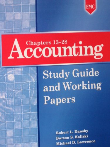 9780821955802: Accounting: Study Guide and Working Papers (Chapters 13-28)