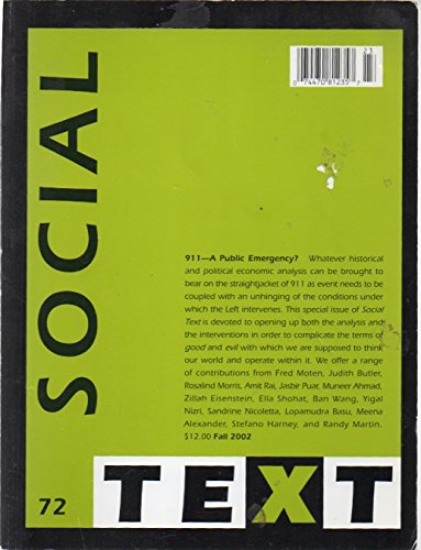 Imagen de archivo de 911: A Public Emergency (Social Text 72) a la venta por Ergodebooks