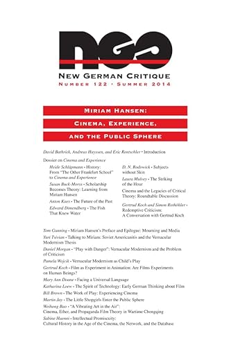 Stock image for Miriam Hansen: Cinema, Experience, and the Public Sphere (New German Critique) for sale by Irish Booksellers