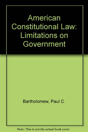 Stock image for Limitations on Government (American Constitutional Law, Vol. 2) for sale by dsmbooks