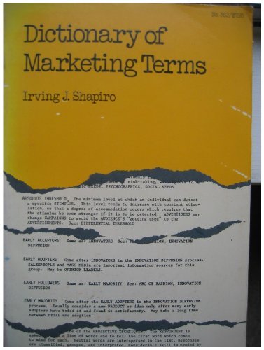Imagen de archivo de Dictionary of Marketing Terms a la venta por Better World Books
