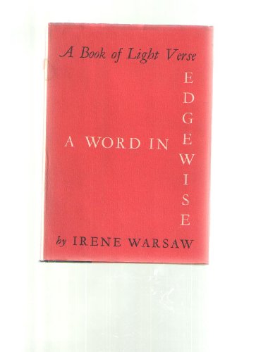 Beispielbild fr A word in edgewise; a book of light verse zum Verkauf von BookManBookWoman Books