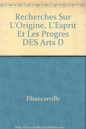 Beispielbild fr Recherches sur l'Origine, l'Esprit et la Progres des Arts de la Grece, Volume III zum Verkauf von Colin Martin Books