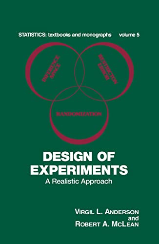 9780824761318: Design of Experiments: A Realistic Approach: 5 (Statistics: A Series of Textbooks and Monographs)