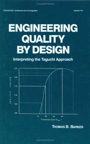 Beispielbild fr Engineering Quality by Design: Interpreting the Taguchi Approach (Statistics: A Series of Textbooks and Monographs; volume 113) ISBN: 0824782461 zum Verkauf von Pella Books