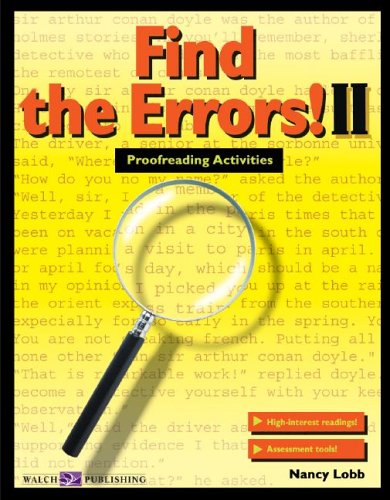Beispielbild fr Find the Errors! II: Proofreading Activities zum Verkauf von Better World Books