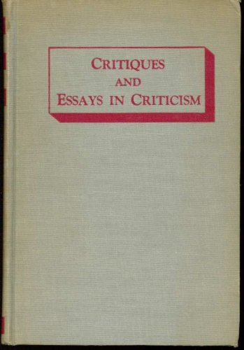 Stock image for Critiques and Essays in Criticism: 1920-1948 for sale by Better World Books: West