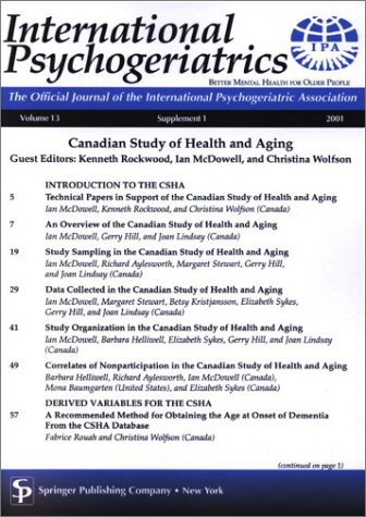 9780826114389: Canadian Study of Health and Aging