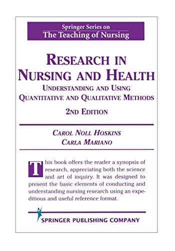 Imagen de archivo de Research in Nursing and Health : Understanding and Using Quantitative and Qualitative Methods a la venta por Better World Books